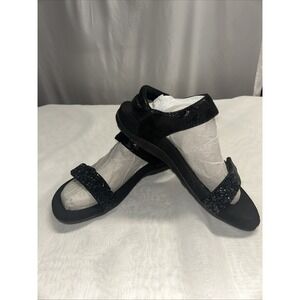 Aetrex Women's Maria Black Quarter Strap Sandal Size 10 Shine